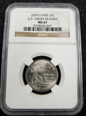 2009-D 25c SMS U.S. Virgin Islands Quarter-NGC MS67  - Image 1 of 2