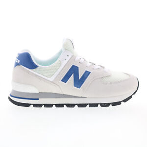 New Balance 574 ML574DWS Mens White Suede Lace Up Lifestyle Sneakers Shoes