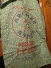 i. Vintage Feed Sack Fabric   About 44 x 38" Archer Brand Poultry  Minneapolis