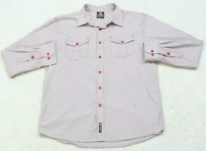 Dress Shirt XXL Button Front Long Sleeve Mens Southpole Red White 2 Pocket 1-627 - Picture 1 of 5