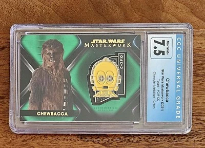 2021 Star Wars Masterwork #CM-CC Chewbacca C-3PO Green /99 Medallion CGC - Image 1 of 2