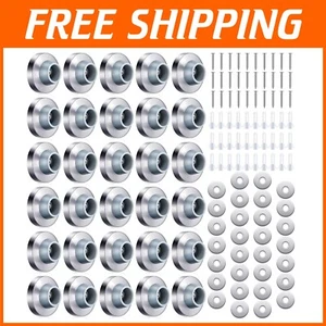 30-Piece Concave Stainless Steel Wall Stop Set with Gray Rubber Protectors - Picture 1 of 9