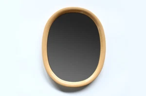 Akita Mokko Sori Yanagi Bentwood Wall Mirror Oval Wood Color New - Picture 1 of 6