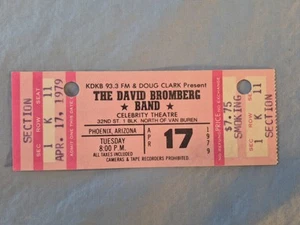 April 4-17-79 1979 David Bromberg Ticket Stub Phoenix Arizona Celebrity Theatre - Picture 1 of 2