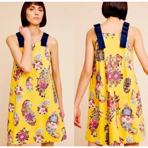 Maeve M Kleid Sunnica gelb Blumen Baumwolle ärmellos A-Linie Frühling Sommer NEU - Bild 1 von 12