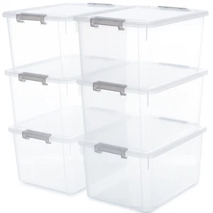 Citylife 6 Packs 32 QT Plastic Storage Bins with Lids Large Stackable Storage... - Picture 1 of 8