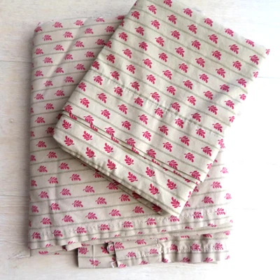 Sábana plana completa Martha Stewart Everyday 1 funda de almohada beige hoja roja vintage EE. UU. Foto 1 de 4