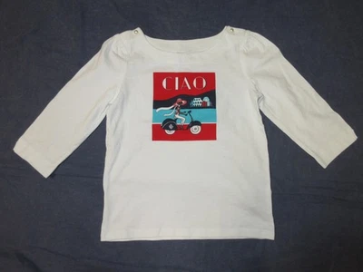 Nuevo sin etiquetas Top Niñas JANIE & JACK - Talla 5 - Blanco con SCOOTER, Says Ciao Let’s Set Sail Foto 1 de 2