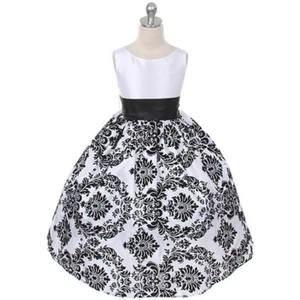 BLANCO NEGRO Talla 10 Vestido Niña Flor Fiesta Cumpleaños Recital Dama de honor Baile de graduación - Imagen 1 de 2