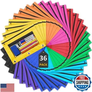EAONE Pencil Pouch for 3 Ring Binder Set of 36, Double Pockets Zipper Binder - Picture 1 of 5