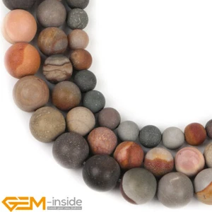 Ocean Jasper Natural Stone Frosted Matte Round Loose Beads for Jewelry Making AU - Foto 1 di 35