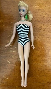 VINTAGE BARBIE ORIGINAL IN STRIPED BATHING SUIT 1960s - Picture 1 of 9