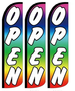 Open Rainbow Windless Standard Size Swooper Flag Sign Banner Pk of 3 - Picture 1 of 1