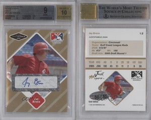 2005 Just Minors Justifiable Gold Auto /50 Jay Bruce #12 BGS 9 MINT Auto