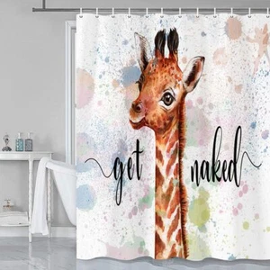 Funny Giraffe Shower Curtain for Kids Bathroom Cute Words for Boys Girls Rest... - Picture 1 of 1