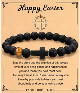 Christian Easter Gifts for Men, Easter Basket Stuffers Religious Cross Bracelet - Picture 1 of 12
