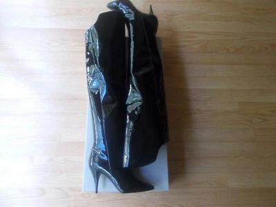 $1495 Saint Laurent Kiki 85 Botas Sobre la Rodilla Tacones Brillante Patente 37 EE. UU. 7 NUEVAS Foto 1 de 4