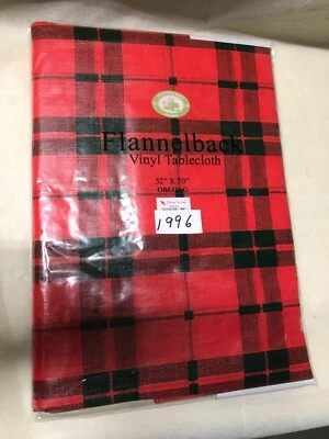 Red Plaid 52" x 70" Oblong Table Cloth Flannel Back Table Cloth Nantucket -1996 - Image 1 of 3