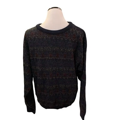 Suéter Gianfranco Ruffini Abuelo Tejido Azul Cuello Redondo Años 80 90 Grande Foto 1 de 4