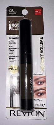 REVLON ColorStay Brow Fiber Filler Eyebrow Gel - 305 Dark Brown NEW - Image 1 of 2