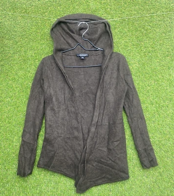 Suéter de cachemir Elena Solano para mujer pequeño 2 capas frente abierto cárdigan con capucha Foto 1 de 4