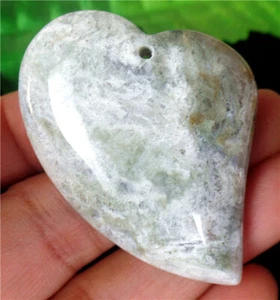 36x36x7mm Natural Old Ocean Jasper Reiki Stone Heart Pendant Bead AD64591 - Picture 1 of 3