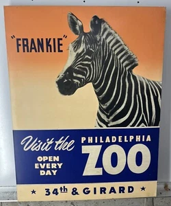 Original Vintage Reiseposter Besuch des Philadelphia Zoo Park Schild selten - Bild 1 von 3