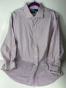 Polo Ralph Lauren Mens Regent Classic Fit Pink Striped Shirt Size 17.5 32/33 - Picture 1 of 12