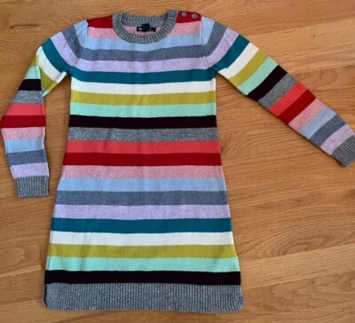 Vestido Suéter Gap Niños Rayas Multicolor 8 Arco Iris Tejido M Acogedor Rayas Locas Divertido Foto 1 de 4