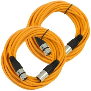 2 Pack of 25 Foot Orange XLR to XLR Patch Cables PA/DJ Mic Cords - Picture 1 of 4