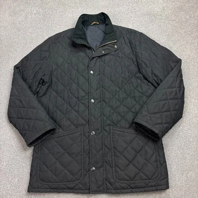 Barbour Jacket Adult Large Black Hampton Quilted Country Hunting Lined Coat Mens - Image 1 of 4