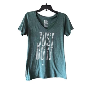 Nike Damen T-Shirt Athletic Cut grün "Just Do It" V-Ausschnitt Gr. M - Bild 1 von 7