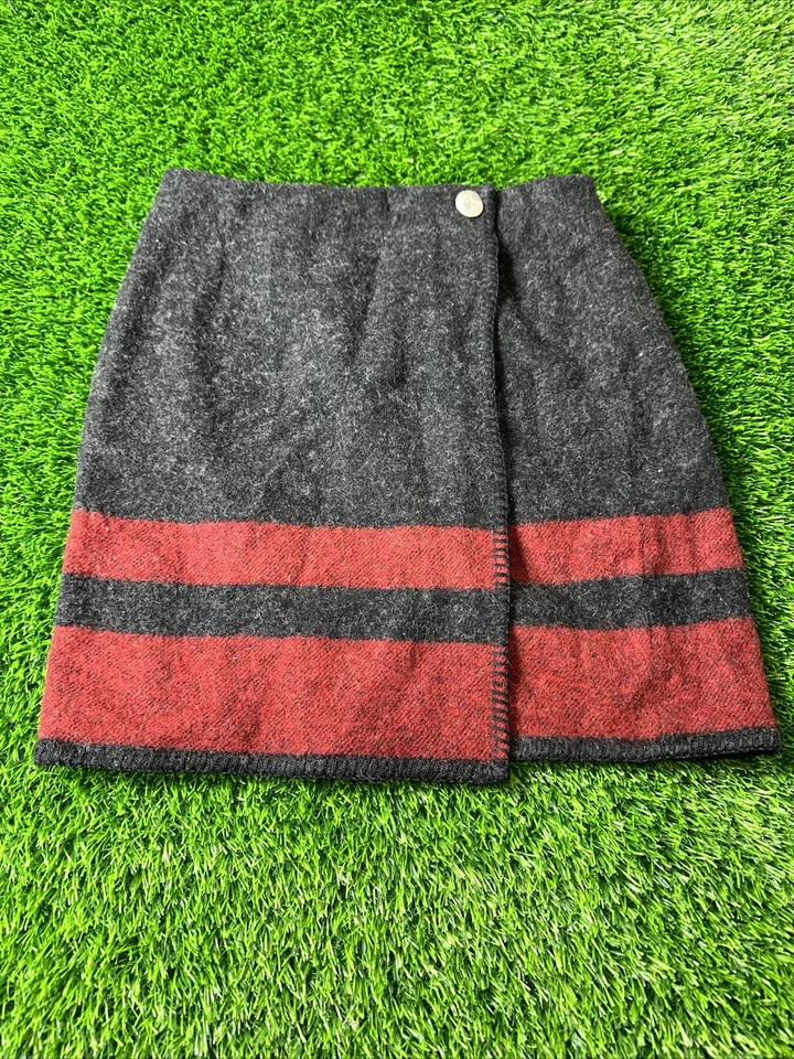 Falda Ralph Lauren Country Gris Rojo Lana Talla 10 Hecha en EE. UU. Western Vintage Foto 1 de 4