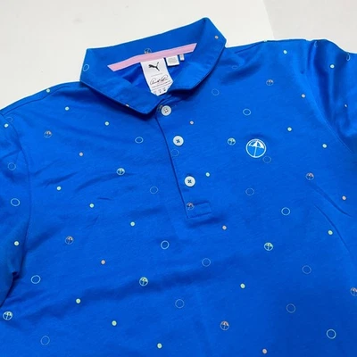Puma Arnold Palmer Golf Polo Shirt Men's Small Blue Umbrella All Over Print - Image 1 of 4
