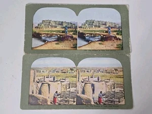 Stereoview Pueblos von Taos New Mexico Lithographie Laguna Höhle Wohnungen Santa Fe - Bild 1 von 4