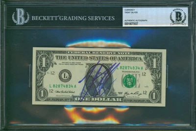 TRENT DILFER Signed Slabbed Uncirculated One Dollar Bill Baltimore Ravens BAS - Image 1 of 2