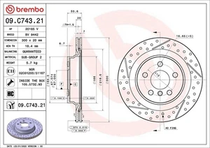 1X Disco freno BREMBO 09.C743.21 per MINI MINI CLUBMAN (F54) 2 2016-2024 - Imagen 1 de 6