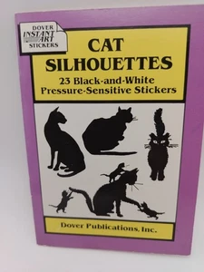 Dover Instant Art Stickers Cat Silhouettes 1994 23 Black & White Cats Vintage - Picture 1 of 7
