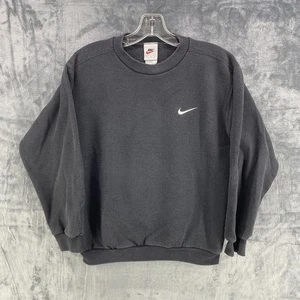 Felpa girocollo vintage anni 90 Nike Classic nera donna media YTH made in USA - Foto 1 di 12