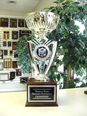 FANTASY FOOTBALL TROPHY 16 YEAR PERPETUAL AWARD SILVER CUP FFL LOGO #