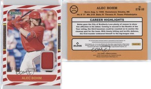 2021 Panini Donruss Retro 1987 Materials Red /99 Alec Bohm #87M-AB Rookie RC