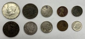 US Type Coin Collection Lot of 10 Damaged C17 - Picture 1 of 2