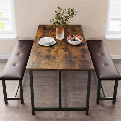 Juego de mesa de comedor con banco para 4 mesas de cocina con 2 bancos Foto 1 de 4