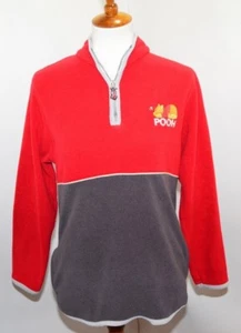 Disney Winnie The Pooh Bear Fleece Color Block Red Gray Pullover Zip Womens S - Picture 1 of 9