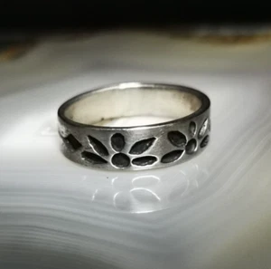 Ring Silber 925 Bandring Blütenmuster graviert geschwärzt 19mm Punze SL - Bild 1 von 6
