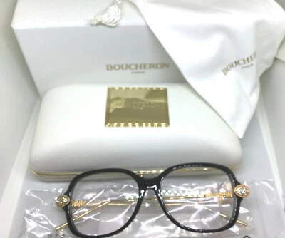 BOUCHERON NEGRO/ORO/PIEDRAS BC0033OA 001 54mm MARCO DE GAFAS CAJA VENTA AL POR MENOR $1310 Foto 1 de 4