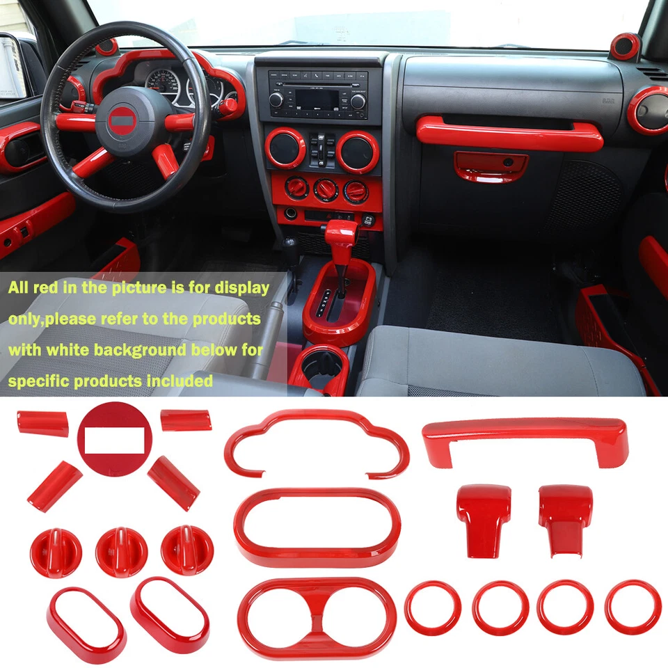 Interior Full Set Decoration Cover Trim Kit For Jeep Wrangler JK 2007-2010 20pcs Foto 1 de 4