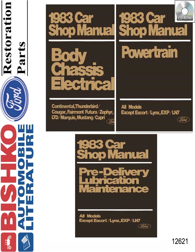 1983 Ford Mustang, Thunderbird, Cougar Shop Service Repair Manual CD - Image 1 of 1
