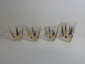 Juego Retro de 4 Copas de Cóctel Doble Tiro Negro y Dorado Vintage Barware - Imagen 1 de 3