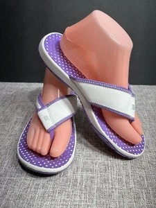 Lands’ End SZ 8 Women’s White/Purple Thong Flip Flap Sandals - Picture 1 of 6